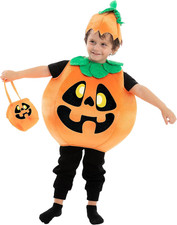Halloween Pumpkin Costume Kids with Basket Outfit for Toddler Child Halloween Dr