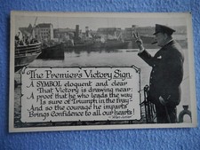 Winston Churchill - The Premier's Victory Sign. WW2 Postcard