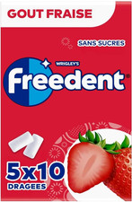 FREEDENT - Chewing-gum Fraise Sans sucres - 5 paquets de 10 dragées - 70g
