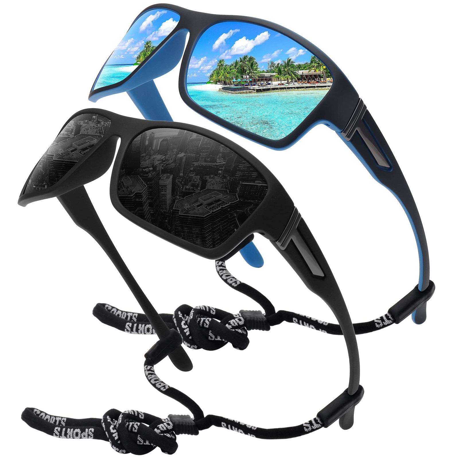 Polarized Sports Sunglasses for Men Women Unbreakable Frame Cycling Fishing D...