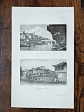 Views in Shameen and Canton, China - Antique Print - 1908