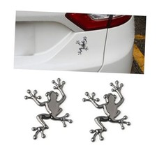 2PCS 3D Metal Chrome Frog Shape Car Emblem, Highly Distinctive car silver2