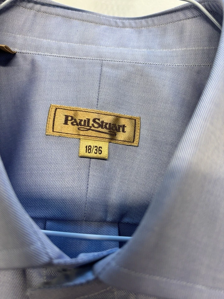 Новый с Ярлыками Paul Stuart 18/36 светло-синий первоклассный французский манжеты платье рубашка из чистого хлопка - Изображение 3 из 4