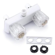 RV Camper Shower Faucet, 4" Faucet Shower Valve Kit with Dual Full White