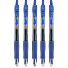 Retractable Gel Pens, Fine Point 0.7 mm , Blue Ink, 5 Count