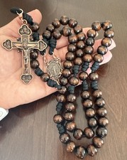 Handmade Wood Beads Rosary: 12 Apostles Coppe...