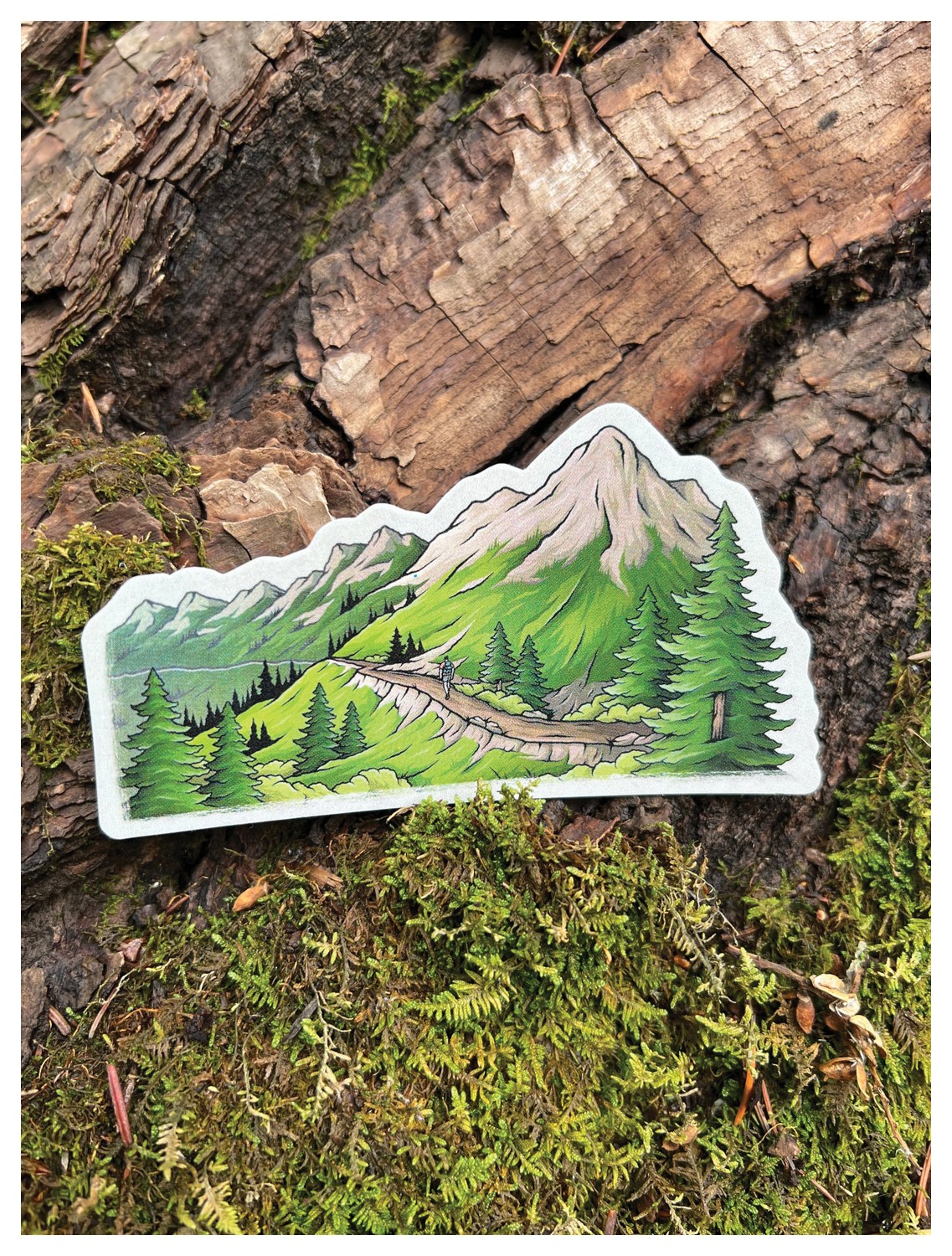 Горный перевал с художественными наклейками