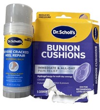 Dr. Scholl's Severe Cracked Heel Repair Restoring Balm 2.5oz Bunion Cushions 5pk