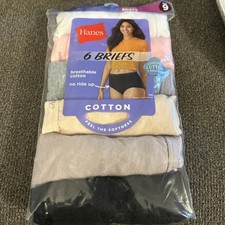 Hanes Underwear Womens 9 2XL Briefs Breathable Cotton Tagless 6 pack