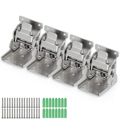 Folding Brackets Heavy Duty 90 Degree Self Lock Hinges For Table Leg Silver 4PCS