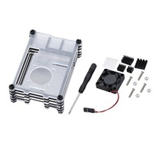 Clear 9 Layers Case with Cooling Fan Heatsink Screwdriver For Raspberry Pi 4B