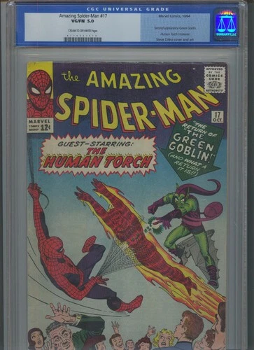 Spider-Man #17 Marvel 1964  CGC 5.0 with the Human Torch and the Green Goblin