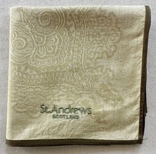 Vintage Handkerchief light Green Fabric Woven Antique Damask Pocket Square 18" P