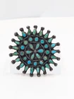Zuni Sterling Silver Petit Point Tuquise Stone 10.4gr 1.5inch Brooch U440