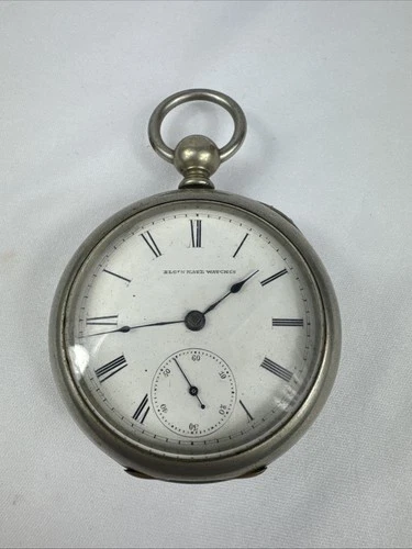Antique Elgin National Watch Co. Silver Tone Case Pocket Watch Untested ‼️READ‼️
