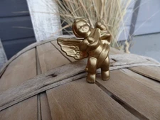 Cherub Angel Playing Instructment Gold Metal Knob Drawer Pull French Country NEW