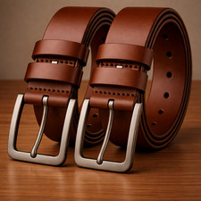 2X Men s Branded High Quality Leather Casual Dress Jeans Belts Waist Size 28to46