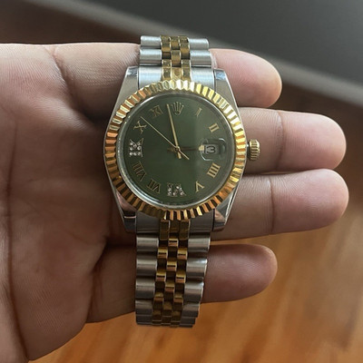 Rolex Datejust Green Dial Two-Tone Fluted Bezel Roman Bracelet Auto Date