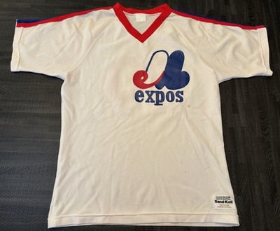 Vintage MLB 80s Montreal Expos White Medalist Sand-Knit Medium Jersey USA