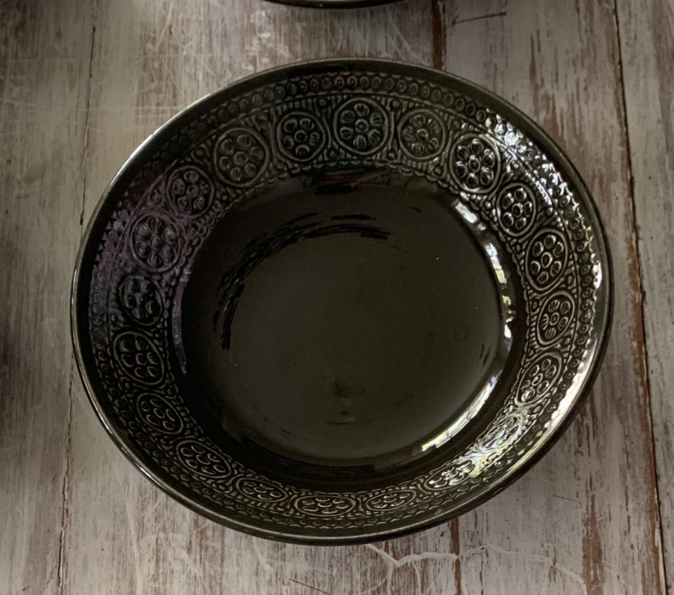 4 Vtg 60s Laveno Diamondstone Green Daisy Margherita MCM Dessert Bowls A. Campi