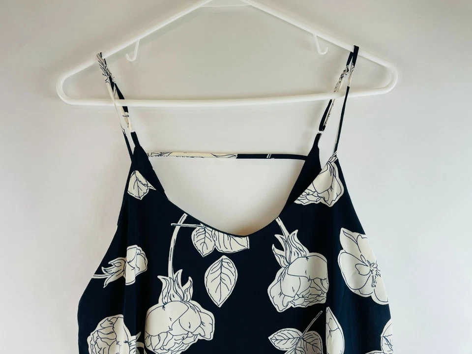 Everly Tank Dress Women's Size Large Black White Floral Sleeveless Above Knee - Image 2 of 4