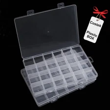2 Pack 24 Grids Clear Plastic Organizer Box Fixed Compartment Storage Container