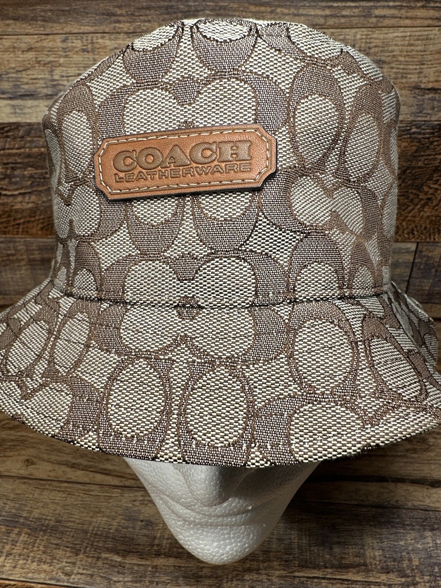 Coach LEATHERWARE Signature Bucket Hat Khaki Rare HTF | eBay