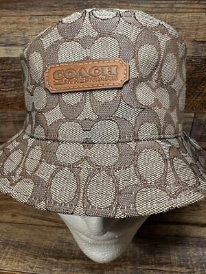 Coach LEATHERWARE Signature Bucket Hat Khaki Rare HTF | eBay