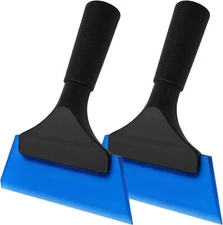2 Pcs Vinyl Wrap Rubber Squeegee Beef Tendon Grip Window Tint Handle Tools -Blue