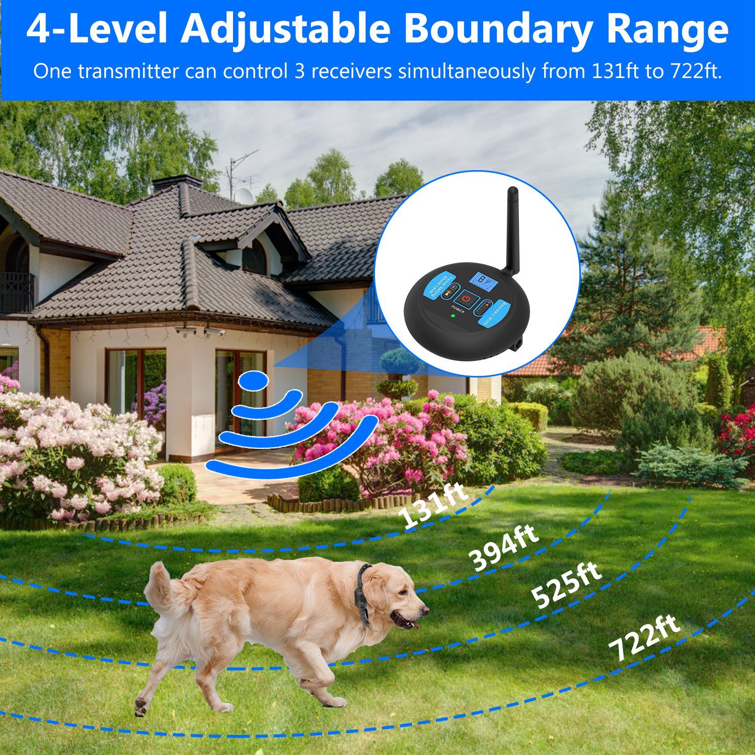 Wireless Electric Dog Fence Pet Containment System Shock Collar For 1/2