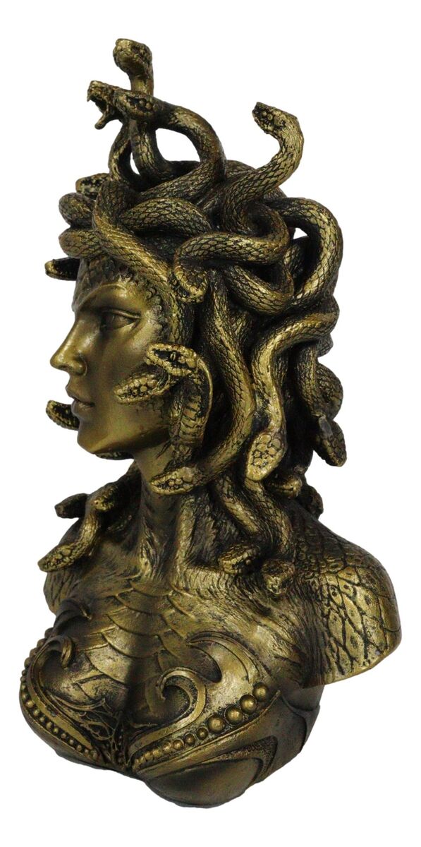 Greek Mythology Gorgon Sisters Goddess Medusa With Wild Snakes Hair Bust  Statue