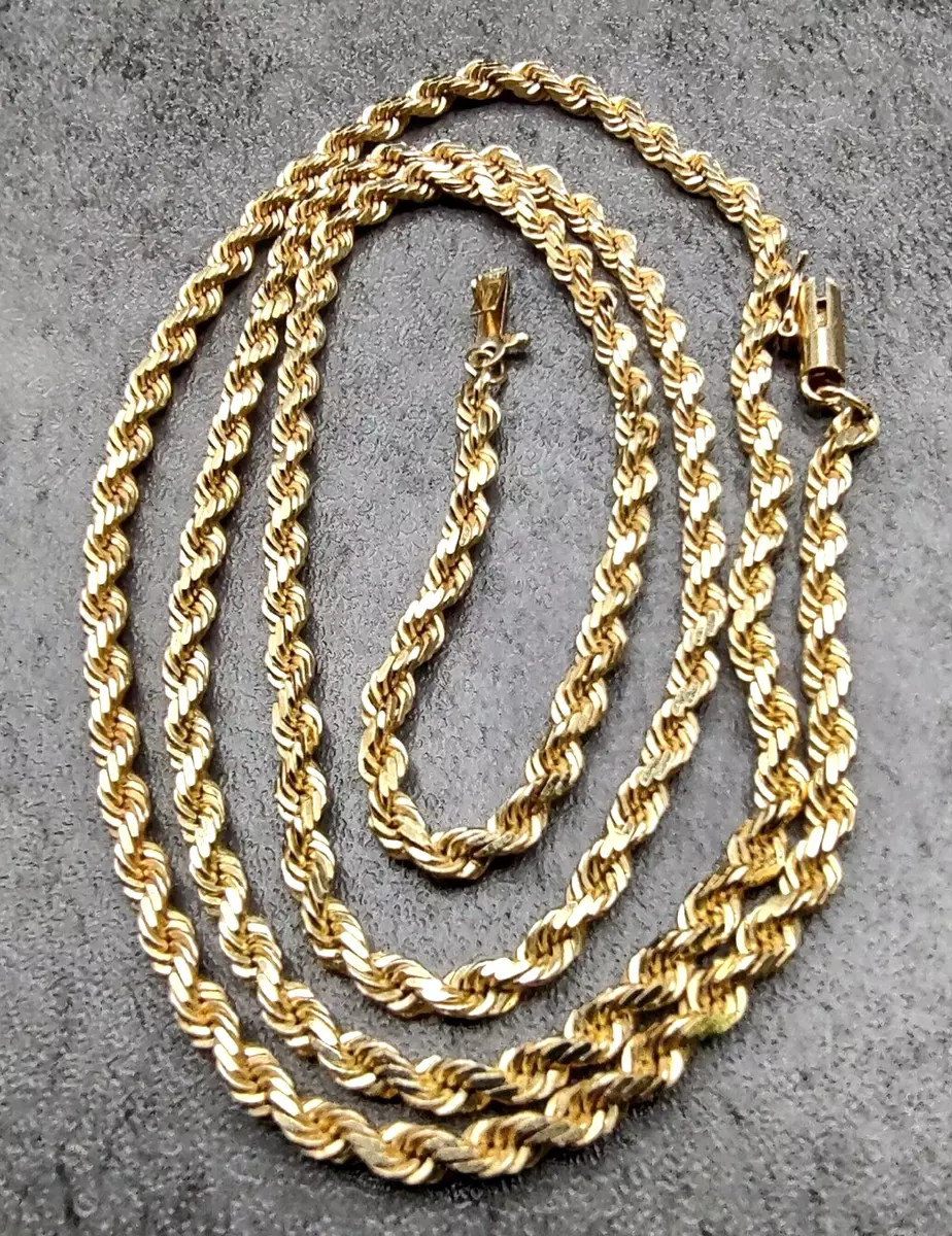 Michael Anthony MA 14K Yellow Gold 3mm Diamond Cut Rope Chain Necklace 24