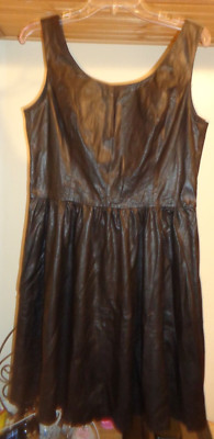 VAKKO SPORT NEIMAN MARCUS  BLACK FAUX LEATHER A LINE MINI   DRESS NWT $215 SZ L
