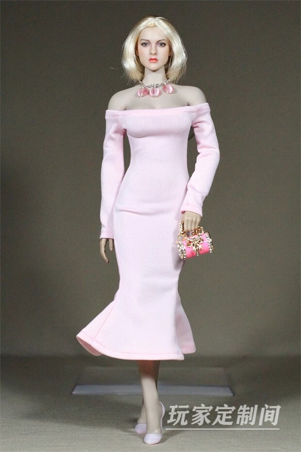 1:6 Pale Pink Knee Length Flared Dress Set Fits 12" Action Figure Rubber  Body | eBay