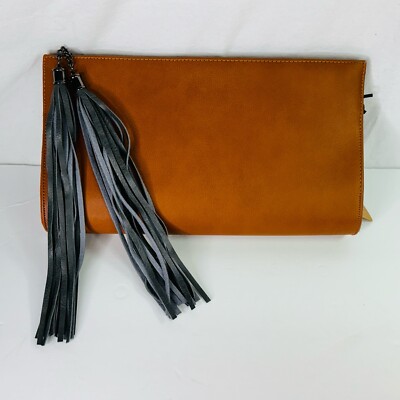 NEW 3AM Forever Bag Purse Clutch Brown Black LARGE TASSLE Snap Closure