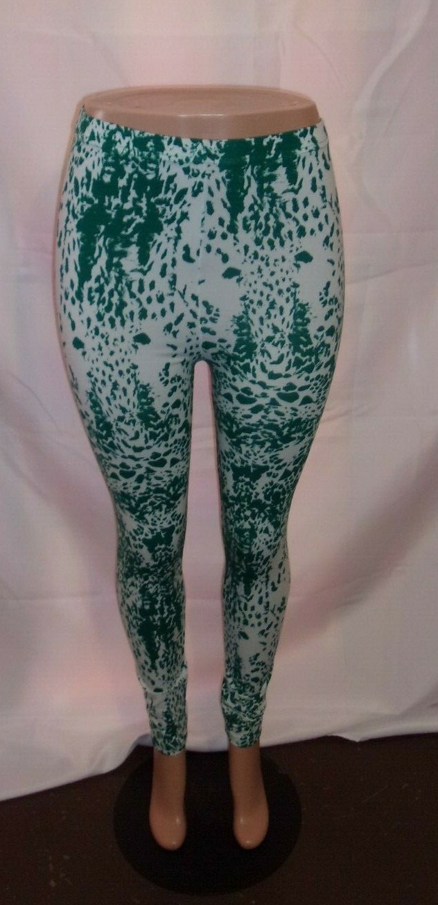 UNBRANDED Women's Green u0026 White Soft Leggings SIZE S/M | eBay