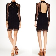 Free People Karlton Lace Cut Out Bodycon Dress Black S NWT