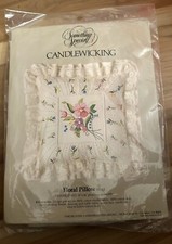 Something Special Candlewicking Floral Pillow Cover Kit 14" 80144 Candamar 1984