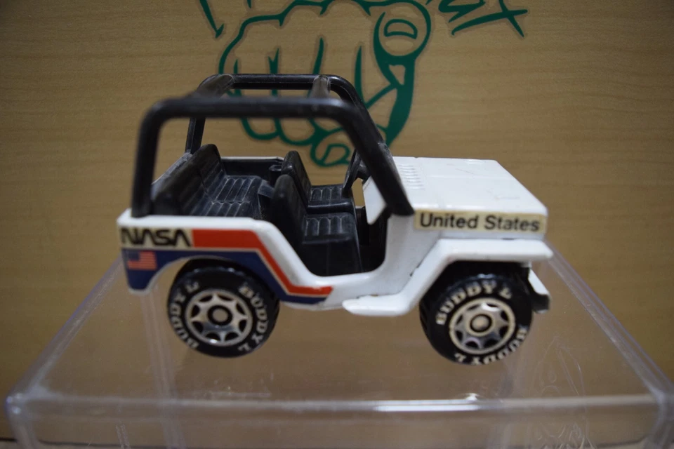 2x Buddy L NASA Jeep coche de policía 1980 con desgaste - plástico y fundido a presión ver descripción Foto 2 de 4