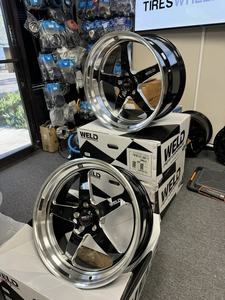 Staggered WELD RACING Ventura S104 22x8.5 & 22X12 5X127 Gloss Black Milled Chevy - Image 2 of 4