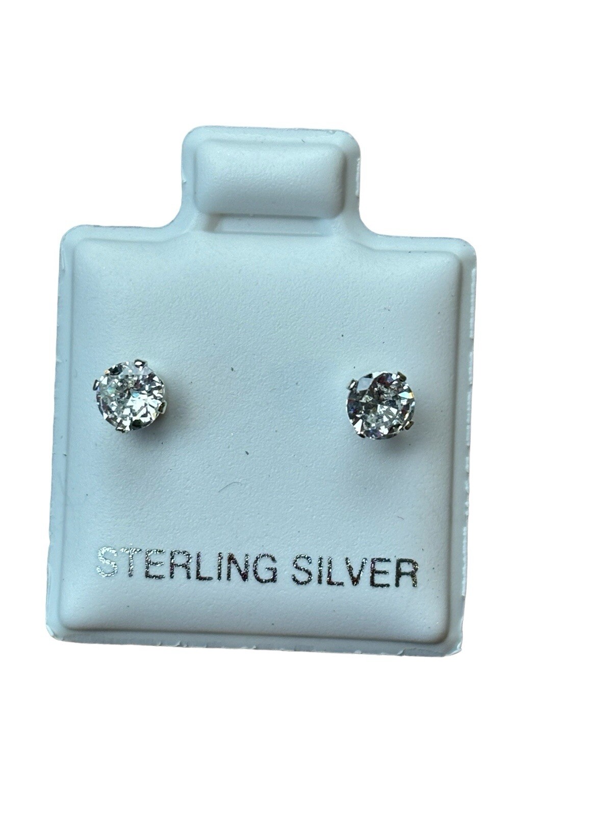 Sterling Silver And Cubic Zirconia Pierced Stud Earrings
