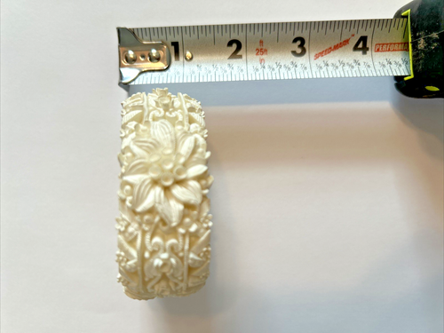 Zelluloid frühe Kunststoff geschnitzte Blumen Armreif Klammer Scharnier Armband - Bild 9 von 10