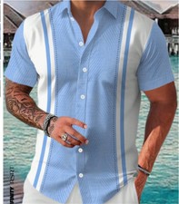 Men's Shirt Casual Slim Shirts Short Sleeve Button Down Tops Blouse