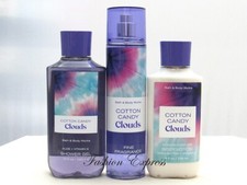 BATH  BODY WORKS COTTON CANDY CLOUDS BODY MIST  BODY LOTION  SHOWER GEL SET