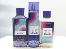 BATH & BODY WORKS COTTON CANDY CLOUDS BODY MIST + BODY LOTION + SHOWER GEL SET