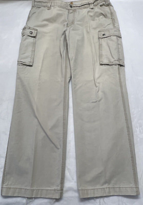 Carhartt Mens 42x32 (31) Relaxed Fit Cargo Work Pants Khaki Distressed 100272232