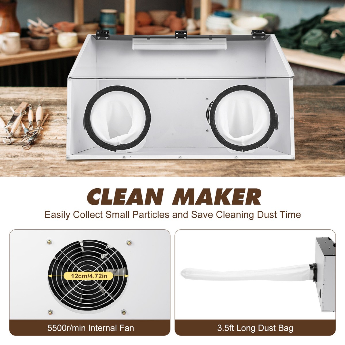 Dust box Enclosed Electric Grinding Table Polisher Dust Box