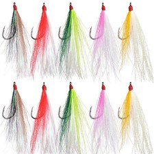 5 Color Dressed Bucktail Teaser Flies Fishing Hook Sea Bass Fluck Cod Plugs Rigs