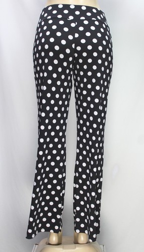 Robert Louis Women's Pull On Pants Wide Leg Stretch Polka Dot Black Size S - Picture 8 of 8