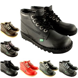 Unisex Kids Junior Kickers Kick Hi Back To School Leather Boot Shoes All Sizes